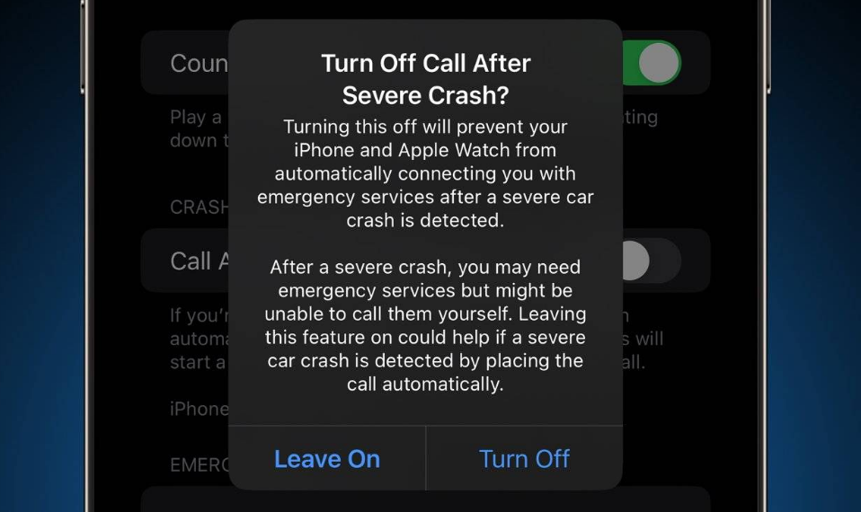 全州苹果14维修分享 iPhone 14 和 Apple Watch 上关闭崩溃检测 