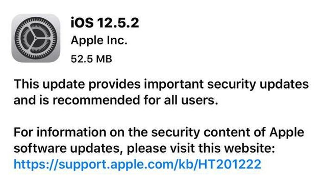 全州苹果手机维修分享iOS12.5.2发布，建议所有老苹果用户安装 